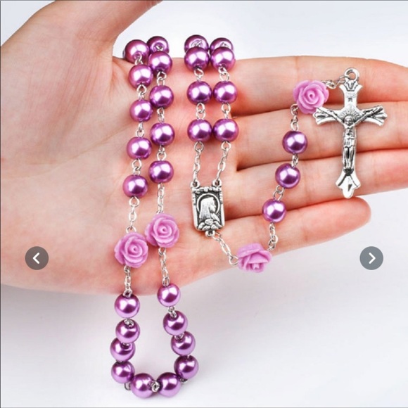 Purple flower rosary beads - Picture 1 of 1